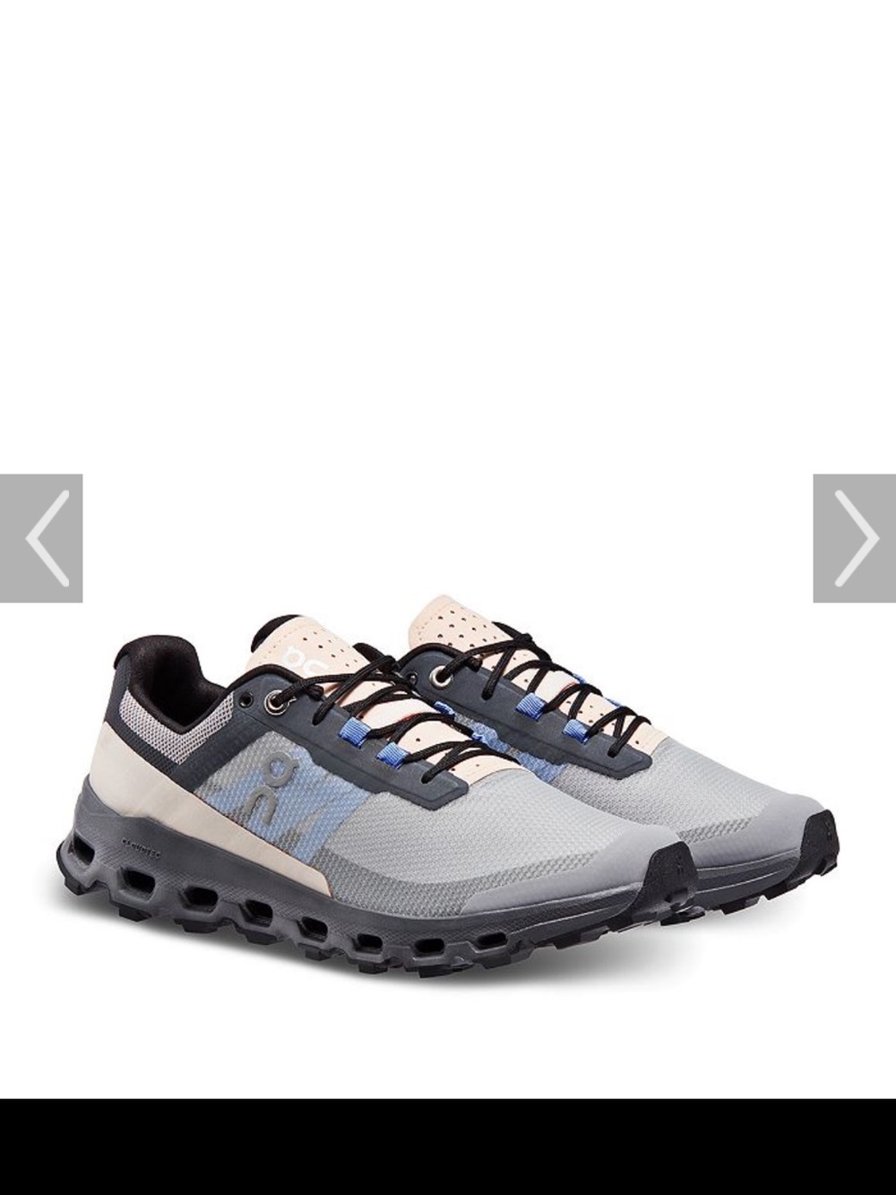 On Running Light Gray Trail Runners with Blue Accents
